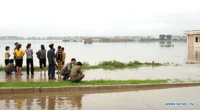 Nước ngập thành phố Anju, tỉnh Nam Phyongan, Triều Tiên.