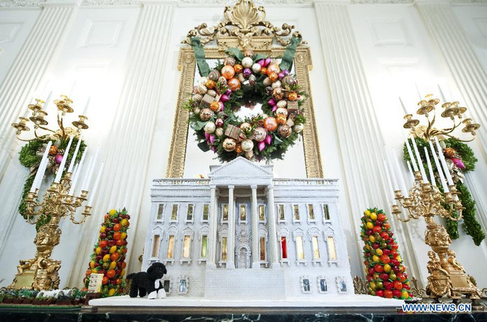 Chiếc bánh gừng mô hình Nhà Trắng và chú chó Bo.