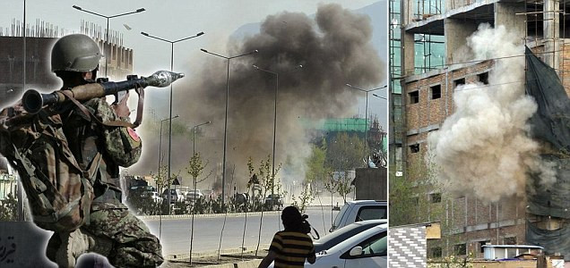 Lực lượng an ninh Afghanistan được triển khai đối phó với các tay súng và những kẻ đánh bom tự sát Tabilan tại Kabul hôm 15/4.