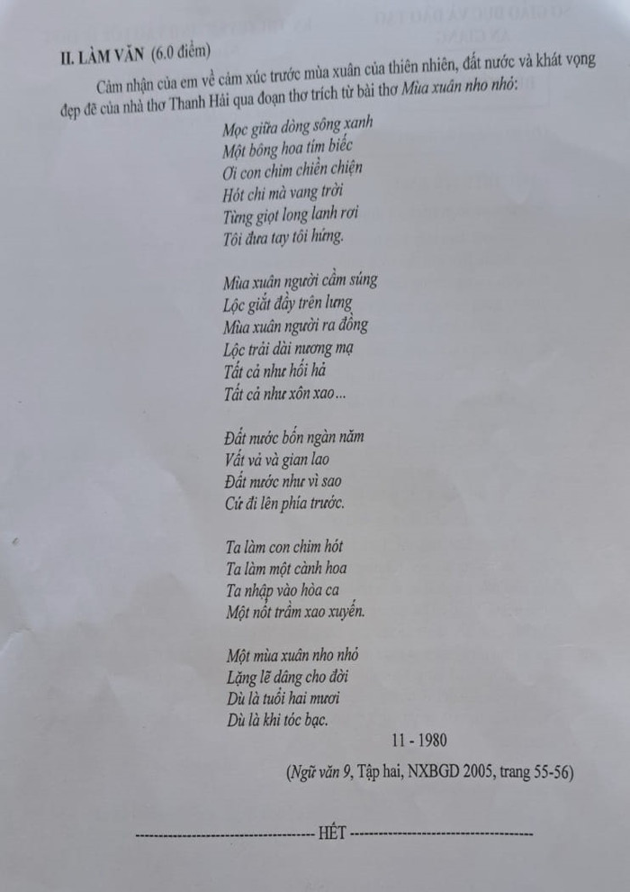 Đề thi môn Ngữ văn ở An Giang (Ảnh: K.V) GDVN_KHÁNH VĂN.jpg