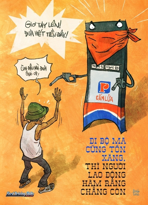 Châm biếm giá xăng.