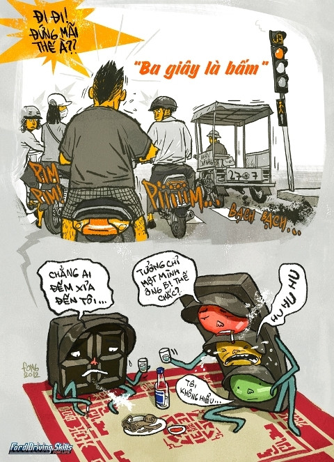 ấm còi đòi vượt đèn đỏ.
