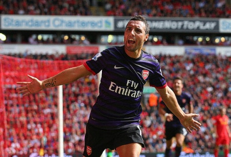 Cazorla ghi một bàn trong chiến thắng của Arsenal trước Liverpool tháng 9/2012