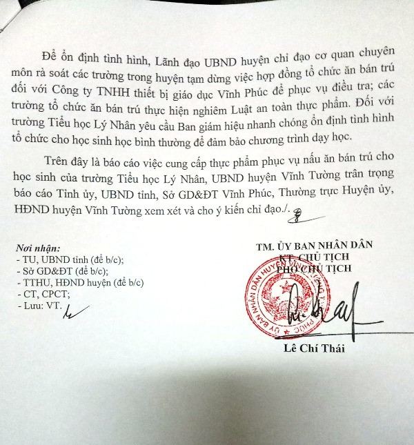 Báo cáo số 340/BC-UBND của Ủy ban nhân huyện Vĩnh Tường, tỉnh Vĩnh Phúc về vụ việc (ảnh Nhân Minh) Báo cáo số 340/BC-UBND của Ủy ban nhân huyện Vĩnh Tường, tỉnh Vĩnh Phúc về vụ việc (ảnh Nhân Minh)