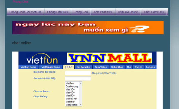 Nhan nhản những phòng chat sex như thế này trên mạng