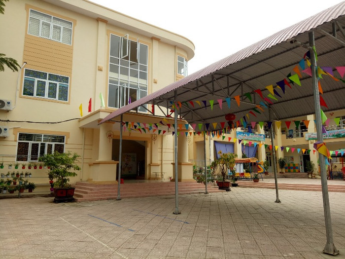 Khuôn viên Trường Mầm non Tiên Hường, thị trấn Hương Canh, huyện Bình Xuyên, tỉnh Vĩnh Phúc. Ảnh: Nhân Minh