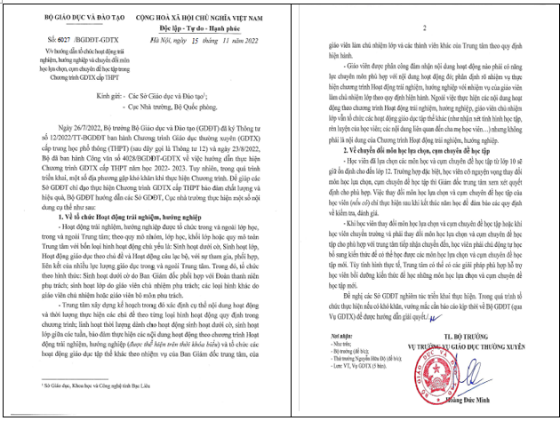 Ảnh chụp màn hình Công văn số 6027/BGDĐT-GDTX