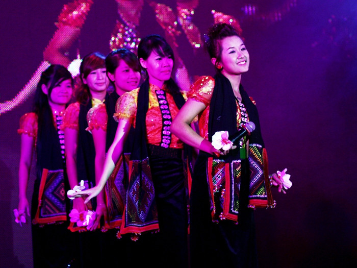 Nguyễn Bích Yến Linh (ĐH Hòa Bình) thi tài năng bằng hát múa. Yến Linh đạt giải Gương mặt khả ái