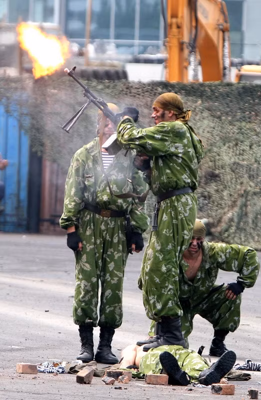 Thao diễn trận giả ở Vladivostok.
