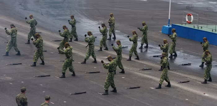 Thao diễn trận giả ở Vladivostok.