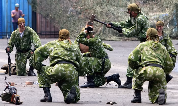 Thao diễn trận giả ở Vladivostok.