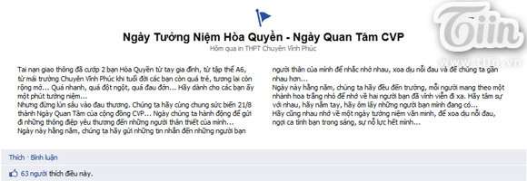Ảnh chụp từ facebook của trường THPT chuyên Vĩnh Phúc Ảnh chụp từ facebook của trường THPT chuyên Vĩnh Phúc