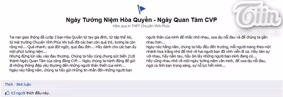 Ảnh chụp từ facebook của trường THPT chuyên Vĩnh Phúc