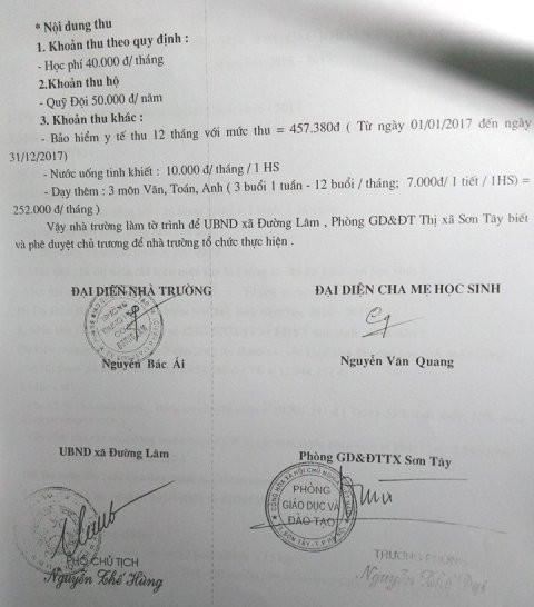 Thu tiền của phụ huynh vào ngày 18/09/2016, ngày 19/09/2016 mới có tờ trình về các khoản thu đầu năm học 2016-2017 (ảnh MC)