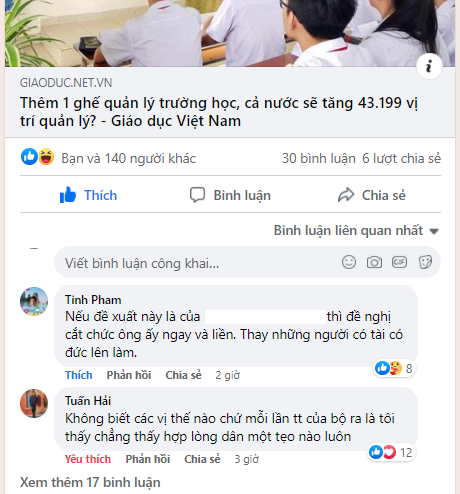 Ảnh chụp màn hình chia sẻ của giáo viên trên mạng xã hội do tác giả cung cấp