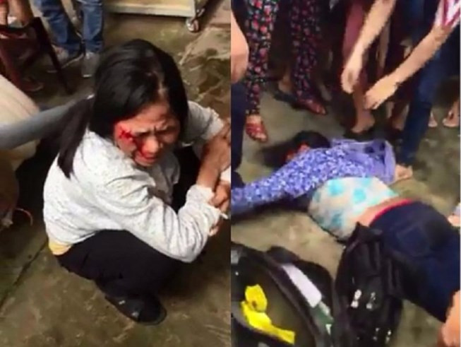 Vì nghi ngờ bắt cóc trẻ em mà hai người phụ nữ yếu ớt bị đánh đập một cách tàn ác (ảnh: Báo Pháp Luật Thành phố Hồ Chí Minh).