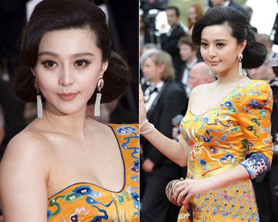 Tóc búi phía sau thể hiện vẻ thành thục chững chạc. Dựa theo kiểu tóc cùng đường nét khuôn mặt và đường cắt thiết kế của bộ váy cũng hỗ trợ lẫn nhau khiến người đẹp xuất hiện với hình tượng chững chạc hơn, thu hút sự chú ý của tất cả mọi người trên thảm đỏ.