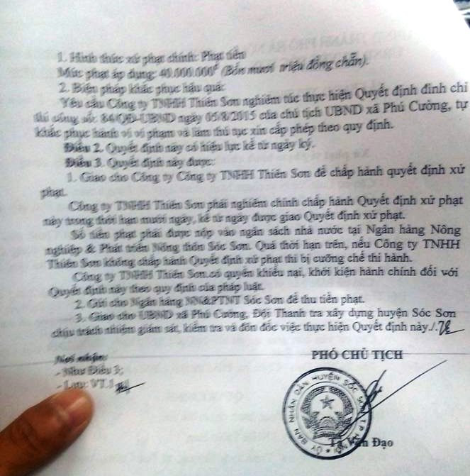 Quyết định xử phạt vi phạm hành chính trong lĩnh vực hoạt động xây dựng 03 hạng mục công trình không có giấy phép xây dựng mà theo quy định là phải có giấy phép xây dựng (Ảnh Nhân Minh) Quyết định xử phạt vi phạm hành chính trong lĩnh vực hoạt động xây dựng 03 hạng mục công trình không có giấy phép xây dựng mà theo quy định là phải có giấy phép xây dựng (Ảnh Nhân Minh)