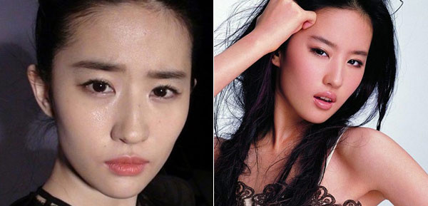 Nàng “Tiểu Long Nữ” Lưu Diệc Phi nhẹ nhàng thanh thoát nhưng khi không trang điểm chỉ thấy một khuôn mặt trắng phếch và bóng loáng. Xêm thêm: Ngao ngán khi Sao rủ nhau tụt cân không phanh/ Điểm danh những chiếc cằm mới của Sao Việt.