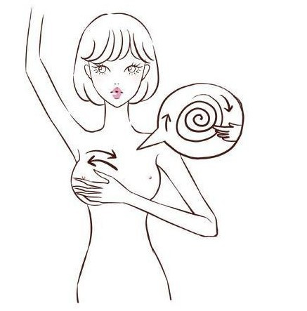 Bước 4: Áp sát 4 đầu ngón tay trừ ngón tay cái ở trên ngực, di chuyển theo hình xoáy ốc, có thể xoa từ trong đến bên sườn, lại từ ngoài sườn xoa đến bên trong, nếu như bị cản trở thì có thể có khối u trong ngực. Bước 4: Áp sát 4 đầu ngón tay trừ ngón tay cái ở trên ngực, di chuyển theo hình xoáy ốc, có thể xoa từ trong đến bên sườn, lại từ ngoài sườn xoa đến bên trong, nếu như bị cản trở thì có thể có khối u trong ngực.