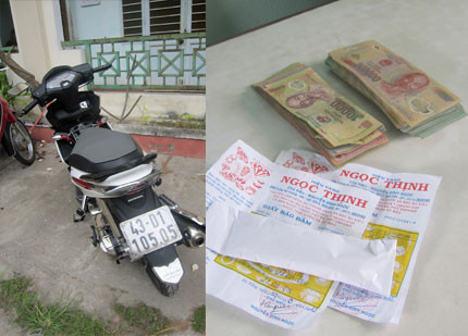 Chiếc xe máy được vợ chống Ánh-Nhựt dùng để thực hiện hành vi trộm cắp và số tài sản thu được từ hành vi bất chính