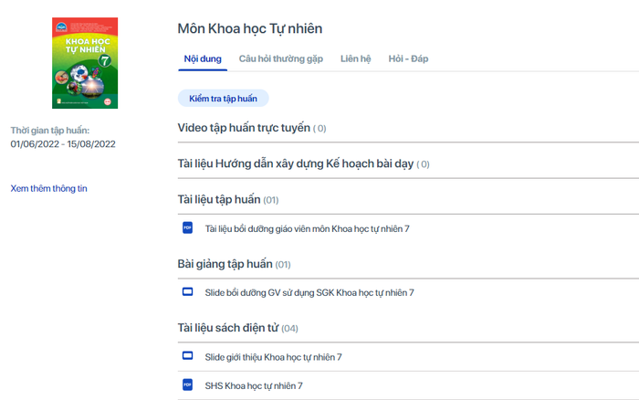 Ảnh chụp màn hình mục “Tập huấn” trên website của Nhà xuất bản Giáo dục Việt Nam. Ảnh: Nhật Minh Ảnh chụp màn hình mục “Tập huấn” trên website của Nhà xuất bản Giáo dục Việt Nam. Ảnh: Nhật Minh