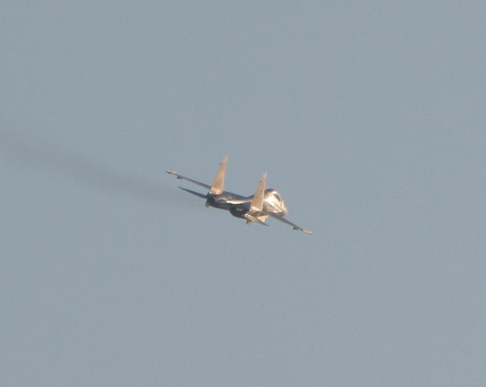 Máy bay Su-30SM đầu tiên cho Không quân Nga bay thử nghiệm tại sân bay của công ty Irkut ngày 21/6/2012.