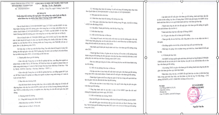 Ảnh chụp màn hình văn bản Số 1502/kh-SGDĐT của Sở GD Bà Rịa – Vũng Tàu