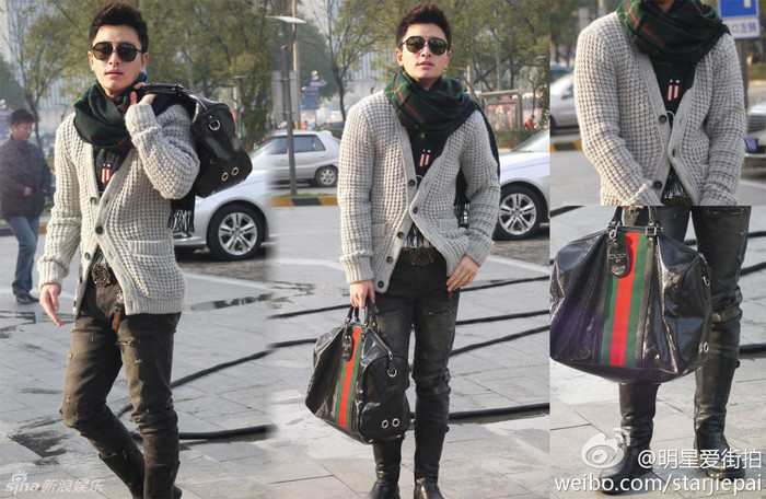 Giả Nãi Lượng: cardigan len với quần jean và khăn quàng cổ Giả Nãi Lượng: cardigan len với quần jean và khăn quàng cổ