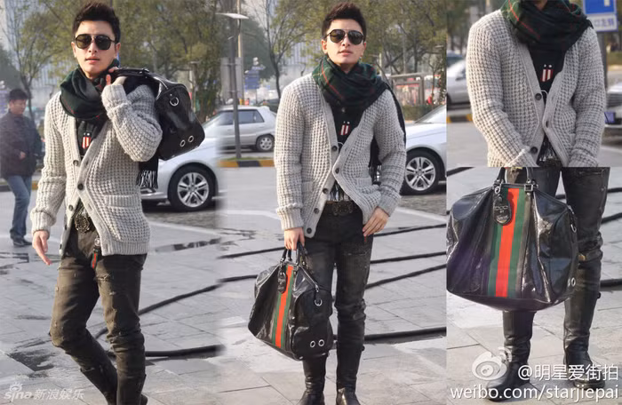 Giả Nãi Lượng: cardigan len với quần jean và khăn quàng cổ