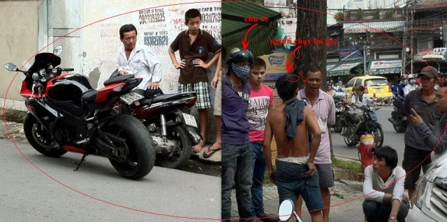 Cảnh hai "thiếu gia" bắt ông già đạp xích lô phải bồi thường vì va quệt vào xe chiếc Suzuki GSX có giá trên dưới chục nghìn đô (USD).