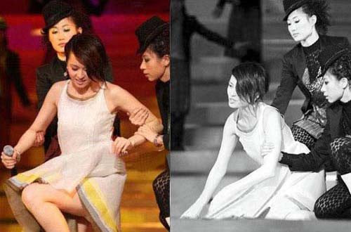 Lương Vịnh Kỳ ngã vẫn biểu diễn rất sung. Lương Vịnh Kỳ ngã vẫn biểu diễn rất sung.