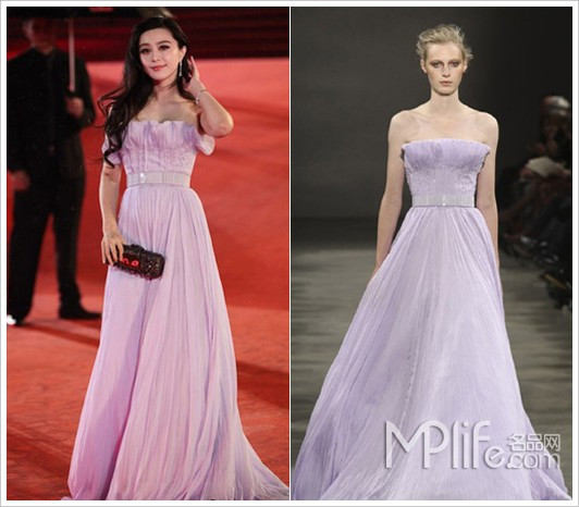 Tại Liên hoan phim Thượng Hải 14, nàng Hoa đán gây bất ngờ khi cô đã mặc thương hiệu nổi tiếng Pháp Georges Hobeika 2011