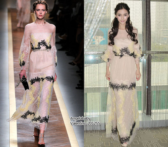 Có vẻ Angela Baby mặc chiếc đầm trắng thêu ren đen vàng của Valentino còn đẹp và chuẩn hơn so với người mẫu. Có vẻ Angela Baby mặc chiếc đầm trắng thêu ren đen vàng của Valentino còn đẹp và chuẩn hơn so với người mẫu.
