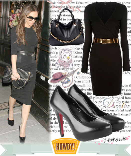 Victoria Beckham nổi bật với một cây đen từ đầu đến cuối.