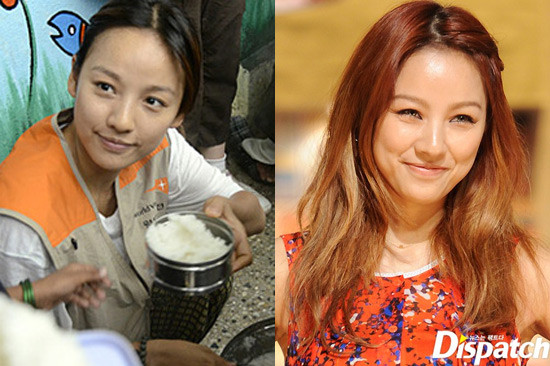 Một Lee Hyori với làn da sạm đen, khuôn mặt bình thường khác hẳn với một Lee Hyori gợi cảm, quyến rũ khi trang điểm.