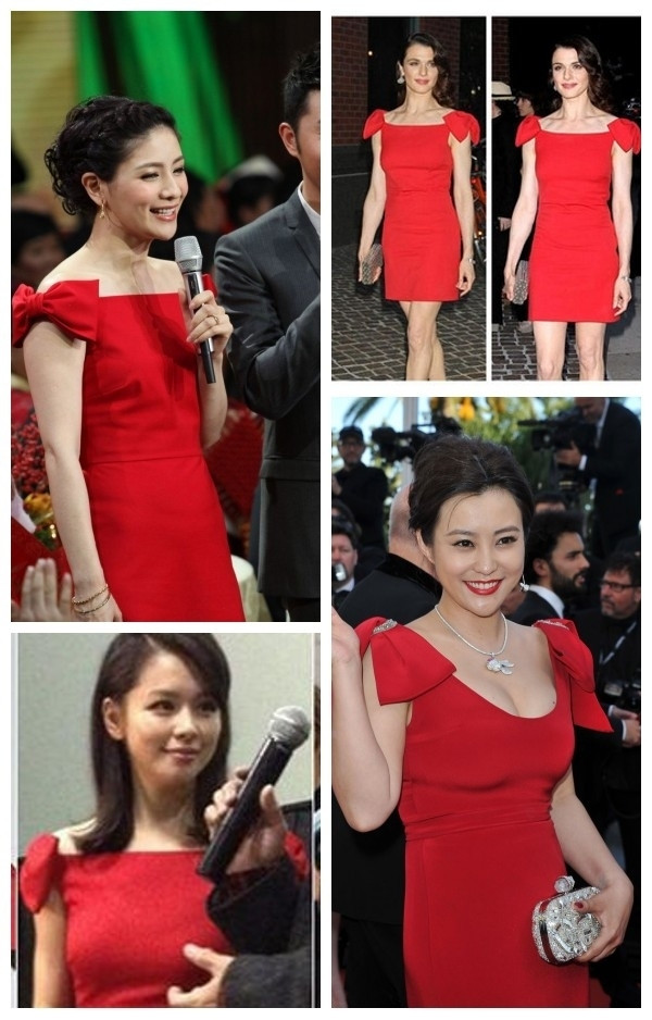 Dáng người Hồ Khả hơi mập do sinh con, Từ Nhược Tuyên bốc lửa cũng cùng chọn chiếc váy đỏ rực rỡ. Dáng người Hồ Khả hơi mập do sinh con, Từ Nhược Tuyên bốc lửa cũng cùng chọn chiếc váy đỏ rực rỡ.