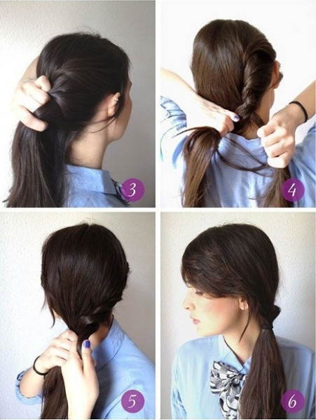 Sau đó cứ sau một bước thì lấy thêm một phần tóc cho đến khi hết tóc.