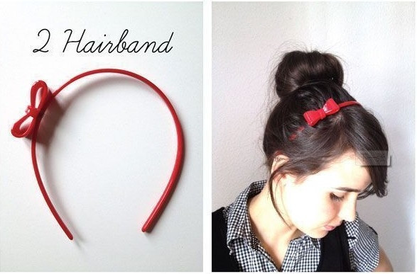 Hoặc dùng nơ nhỏ cài phía trước.