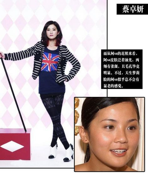 Không trang điểm khuôn mặt của Thái Trác Nghiêm khá "thô".