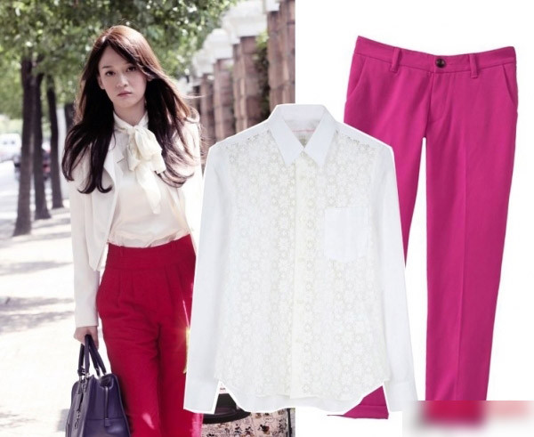 Đẹp chuẩn với hai màu thời trang trắng hồng.