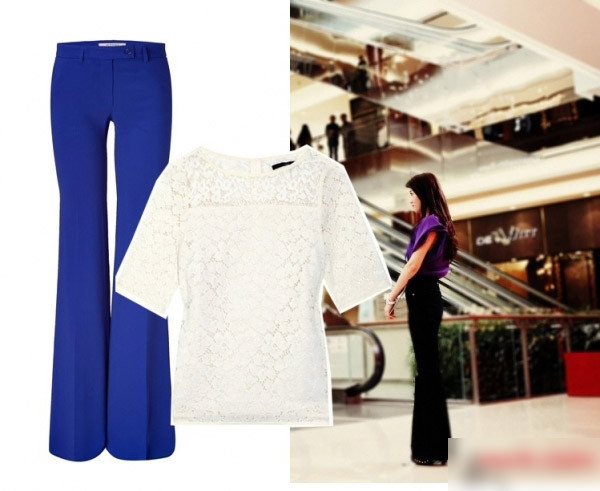 Vì hạn chế về chiều cao nên khi kết hợp giày cao gót với quần ống rộng sẽ giúp Trần Kiều Ân "cải thiện" được chiều cao hơn.