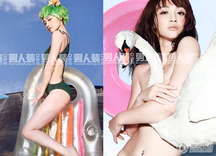 Diêu Địch, một vẻ đẹp gợi cảm sexy khác hẳn với phong cách ngày thường.