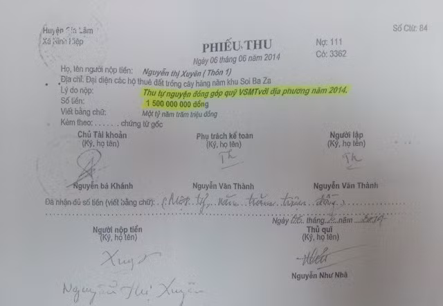 Sau khi được Bí thư Đảng ủy "vẽ đường", các hộ xây dựng trái phép, sử dụng sai mục đích đã "góp tiền" để nộp cho UBND xã (Ảnh Chí Nhân)