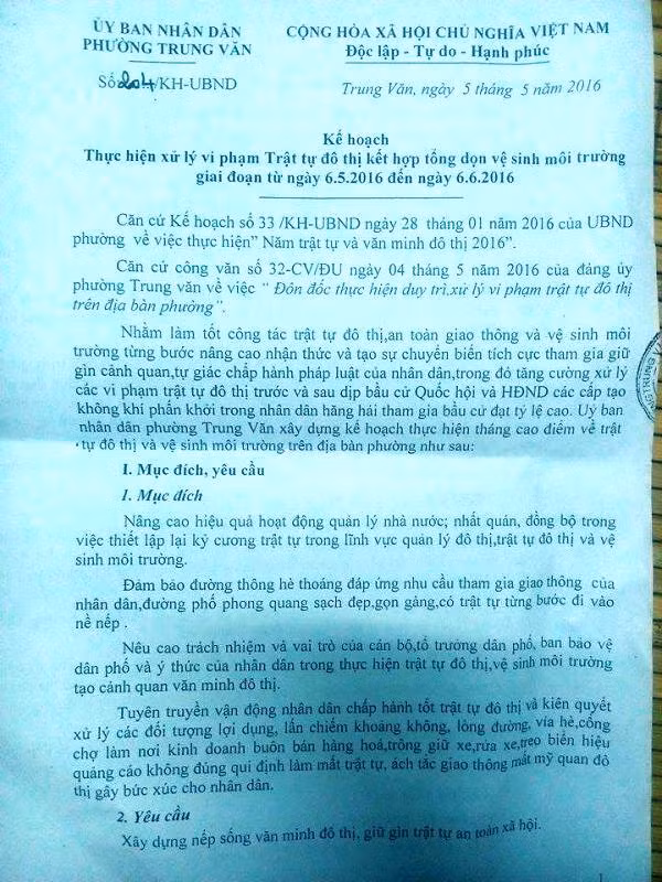 Mặc dù kế hoạch đã đưa ra gần hết 1 tháng nhưng một số vấn đề trên vẫn chưa được xử lý, có chăng kế hoạch này chỉ lập ra cho có còn việc thực hiện thì bỏ bê, mặc kệ (Ảnh Chí Nhân)