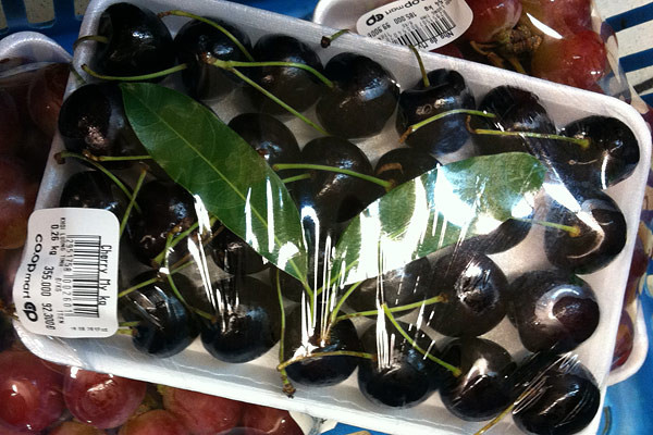 Cherry được cho là có nguồn gốc từ Mỹ ở siêu thị Sài Gòn Co-op được bán với giá 355.000 đồng/kg. Cherry được cho là có nguồn gốc từ Mỹ ở siêu thị Sài Gòn Co-op được bán với giá 355.000 đồng/kg.