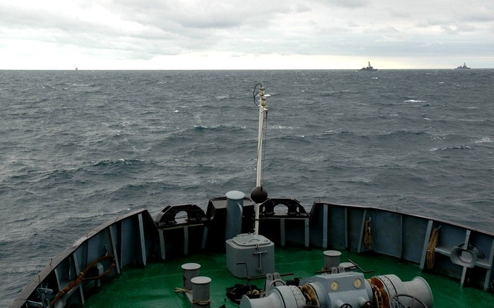 Hình ảnh lực lượng hải quân Nga Nhật tập trận trên Vịnh Peter Đại Đế.