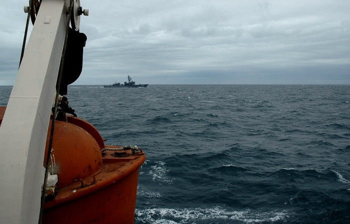 Hình ảnh lực lượng hải quân Nga Nhật tập trận trên Vịnh Peter Đại Đế.