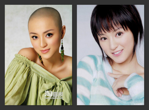 Với mái đầu trọc Phạm Vi còn cho thấy khuôn mặt của mình trông khả ái hơn.