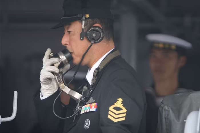 Hình ảnh các chiến hạm Nhật Bản tại quân cảng Vladivostok vào ngày Chủ Nhật (23/9).